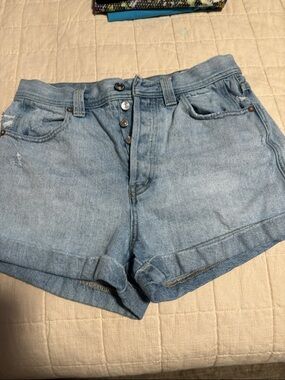 We The Free Light Blue High-Rise Button-Fly Jean Shorts